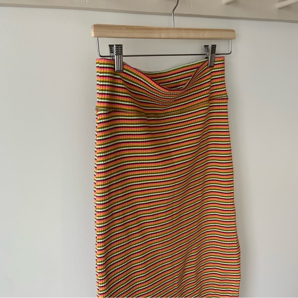 Aerie, multi coloured striped 3/4 length pencil skirt in M - Picture 11 of 15